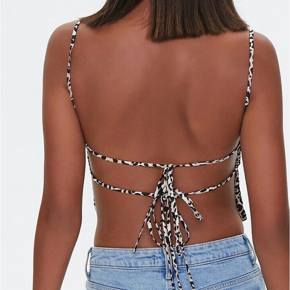 Leopard Tie-Back Cropped Cami NWT - Picture 4 of 10